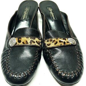 Brighton Eartha low heeled mule style leather moccasin flats size  9 ½